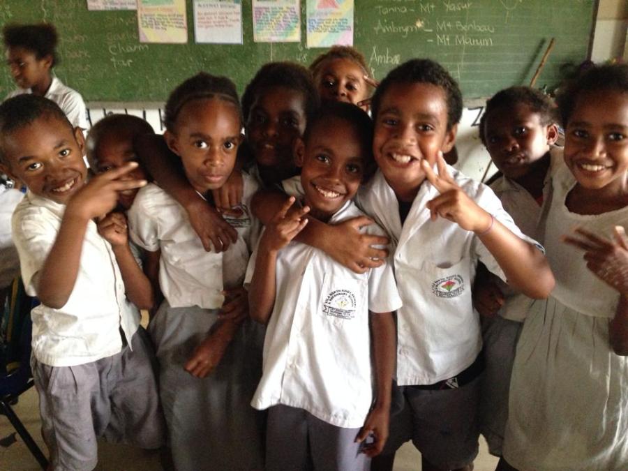 North Vila schoolchildren - future rowers?